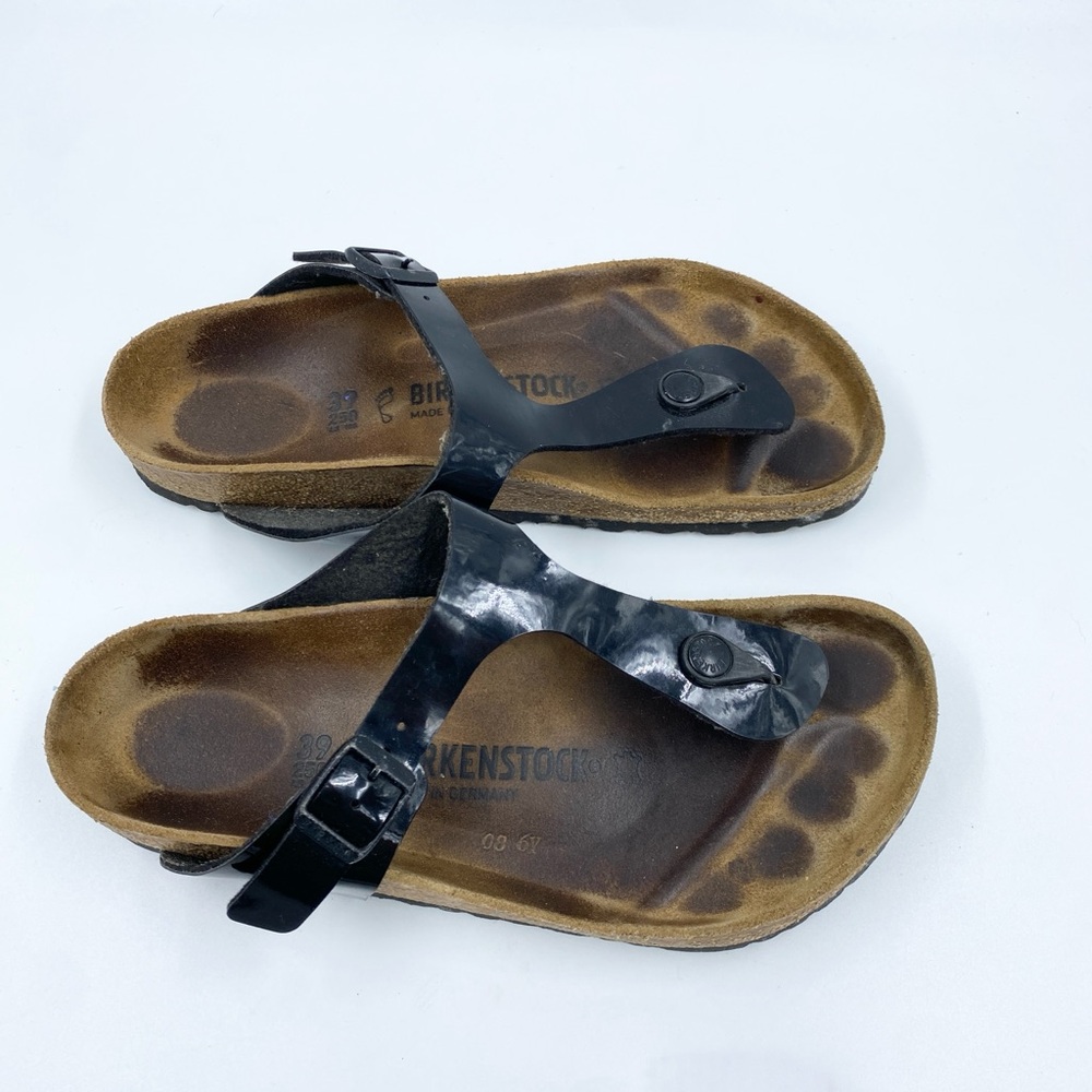Birkenstock Patent Leather Gizeh Thong Sandals Black 39 8
